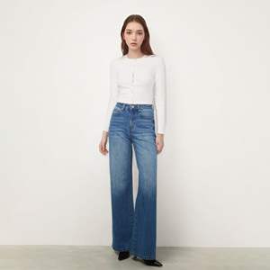 ट्रेंडी उच्च कमर वाली पूरी लंबाई वाली चौड़ी फ्लैयर जींस महिला रेट्रो डार्क ब्लू वॉश मैक्सी बूटकट डेनिम पैंट y2k फैशन - Product Image 3