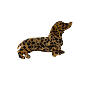 Pince à cheveux chien <span class=keywords><strong>teckel</strong></span> style français haut de gamme, motif léopard mignon, 9.9x4x3cm, en acétate, style européen-américain - Product Image 6