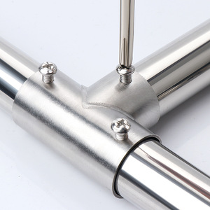 Conector de tubería de acero inoxidable en forma de T con acabado brillante para poste de mosquitera, invernadero, accesorios para zapateros - Product Image 2