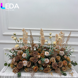 LEDA Customized Wedding Autumn Floral Artificial Flower Runner Burnt Orange Fall Arch Arrangement Wedding Flower Arch For Party - Product Image 2