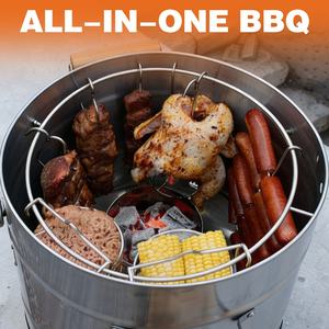 Barbecue à charbon de bois moderne en acier inoxydable de 80 cm, fumoir extérieur léger et durable, poêle sans fumée pour camping, Barrel&<span class=keywords><strong>Grill</strong></span> - Product Image 3
