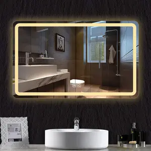 Modern Luxury Hotel bedroom beauty mirror bathroom bedroom dressing mirror designs vanity led smart mirror with time display