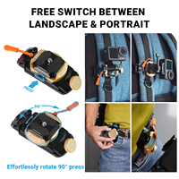 Clip de sac à dos pour appareil photo en aluminium, plaque de fixation rapide réglable, capacité de 11 livres, système de fixation mains libres anti-chute à double verrouillage QR