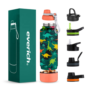 Coperchi a bocca larga isolati a doppia parete in acciaio inossidabile Set di bottiglie d'acqua per bambini con scomparto per tazze nascosto/Snack - Product Image 3