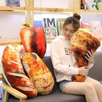 Coussin de dossier réaliste en peluche style TikTok, motif jambe de poulet, aile de poulet, poisson grillé - Rembourrage doux en coton PP - Livraison directe