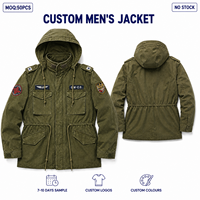 Veste de terrain en toile de coton lavée personnalisée pour homme, à capuche, avec patch brodé, multi-poches, parka utilitaire, streetwear, fournisseur OEM