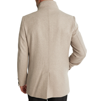 Manteau court élégant en laine mérinos beige pour hommes Veste trench décontractée à simple boutonnage avec fermeture à boutons