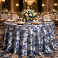 Nappe de table en jacquard métallique à grandes fleurs de qualité supérieure, nappe brillante pour mariage, banquet, fête, événement, vente en gros