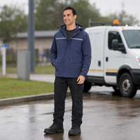 Veste Softshell Homme Toutes Saisons à Capuche, Manches Ajustables, Manteau de Travail de Sécurité OEM pour Inspection des Installations et Directeur de Circulation