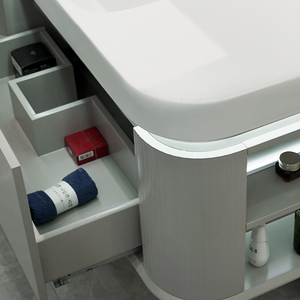 Ensemble de meubles de salle de bain de luxe moderne et minimaliste 2026 sur mesure avec miroir en bois, meuble-lavabo et bar mural pour hôtel - Product Image 5