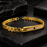 Bracelet Chaîne Maille Cubaine en Acier Inoxydable pour Hommes 21cm 8mm Bracelets Chaîne Tendance Plaqué Or 18K avec Barre d'Identification Vente en Gros