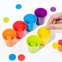 Gobelets empilables en plastique arc-en-ciel, jeu de tri de couleurs, cartes à motifs en feutre, jouet éducatif Montessori pour enfants 3+ OEM