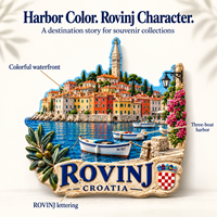 Aimant de réfrigérateur en résine WeiVista personnalisé Rovinj, Croatie, ville historique en bord de mer, souvenir de voyage, fabricant en gros
