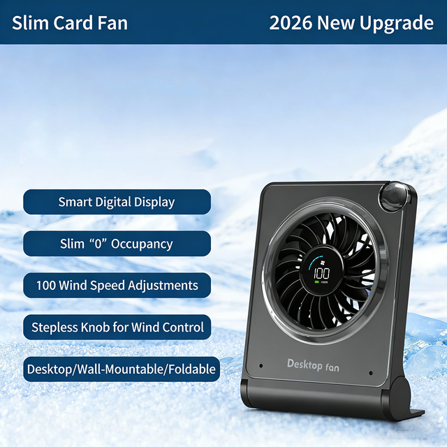 3000mAh Portable Travel Fan Ultra-thin Quiet Rechargeable Mini Fan 220° Tilt Folding 100 Speeds Small Desk Fan with LED Display