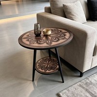 Table basse moderne minimaliste de luxe léger avec cadre en bois et fer, double rangement, pour salon, chambre, mobilier de maison