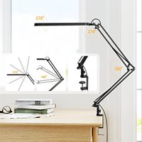Lampe de bureau pour le bureau à domicile, lampe de bureau LED pour protéger les yeux lors de longues heures de travail, bras articulé réglable avec fonction mémoire, noir