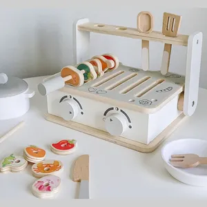 척 놀이 주방 요리 장난감 아이 나무 놀이 요리 펠트 식품 주방 장난감