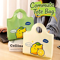 Sacs en plastique réutilisables, sac fourre-tout avec poignée découpée, sac à main écologique pour les trajets quotidiens et le shopping pour femmes, logo personnalisé, vente en gros