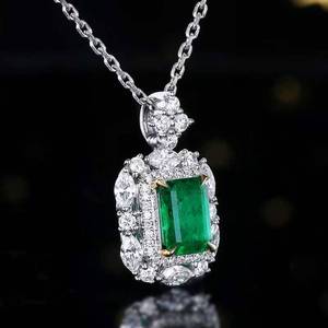 <b>Solid</b> 18K <b>Gold</b> 1.3ct Zambian Emerald <b>Pendant</b> GUILD Certified Set With 0.79ct Diamonds Gross Weight 2.45g luxury Jewelry <b>pendant</b> - Product Image 3