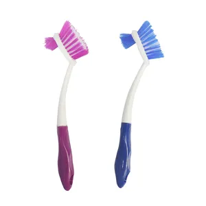 Brosse de nettoyage pour vaisselle et évier de cuisine Brosse à récurer multifonctionnelle pour ustensiles de cuisine avec poils rigides à long manche double face