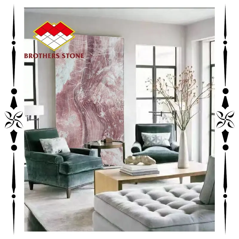 Rosa Farbe Marmor für Treppe Esstisch Beistell tisch Arbeits platte Marmorplatte Möbel für die Innenausstattung