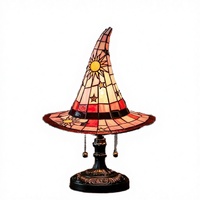 Lampe Chapeau de Sorcière en Résine avec Alimentation USB et Piles, Décoration d'Halloween Effrayante, Accessoires Gothiques pour la Maison, Bar Mitzvah, Baptême