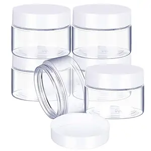 Pots en plastique 4 oz, Pot de peinture rond transparent étanche pots de récipient cosmétique avec couvercles blancs