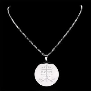 Ogou Feray <span class=keywords><strong>Voodoo</strong></span> Veve simbol Sigil liontin kalung baja nirkarat Vodou Lwa Loa jimat gaib kalung perhiasan (NL564) - Product Image 5