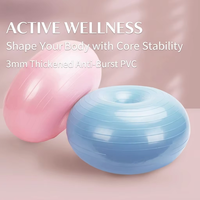 Ballon d'exercice en PVC Donut pour Yoga, Pilates et Kinésithérapie, 900g, Épaissi, Charge statique 800kg, Durable, Dégonflage lent, Anti-éclatement