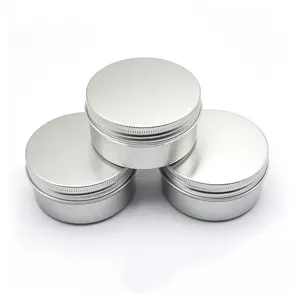 Botes de lata de aluminio redondos de 80ml, contenedores de Metal con tapa de tornillo para el cuidado de las manos/decorativo/té/bálsamo labial, almacenamiento de cosméticos