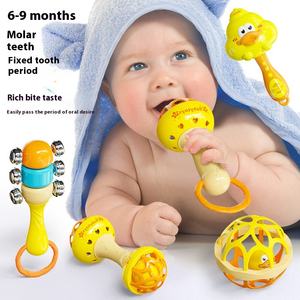 Baipa petit canard jaune doux bébé <span class=keywords><strong>hochet</strong></span> 0-1 an dent gomme sable marteau apaisant jouet PC plastique <span class=keywords><strong>hochet</strong></span> dans une boîte-cadeau - Product Image 1