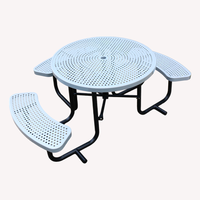 Mesa de comedor de pícnic para Discapacitados de metal redondo comercial al aire libre con Banco Muebles de Jardín acero exterior Patio mesa de café y silla