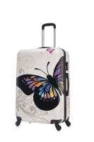 Valise en ABS à imprimé papillon blanc ivoire 20/24/28, vente en gros, bagages de voyage tendance, en vrac