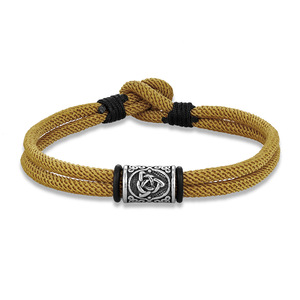 Bracelet en corde tressée avec runes vikings, design géométrique en argent tibétain pour homme, bijoux cadeau - Product Image 3