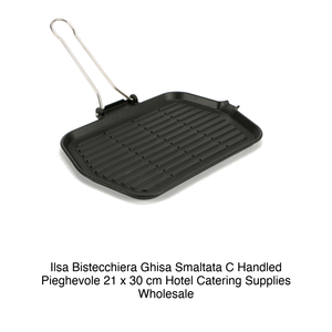 Ilsa Bistecchiera Ghisa Smaltata C con Asa Plegable 21 x 30 cm, Suministros para Hostelería y Catering al por Mayor - Product Image 2