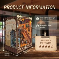 Hamaileon Caramel Dream Cottage DIY Toy Style Cat Book Nook Kit 3D Puzzle en bois Livre Maison Construction Miniature pour maison de poupée Mod