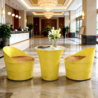 Ensemble de meubles de jardin en plastique moderne, canapé et table à manger avec chaises de jardin, durable et imperméable, pour hôtel, salon