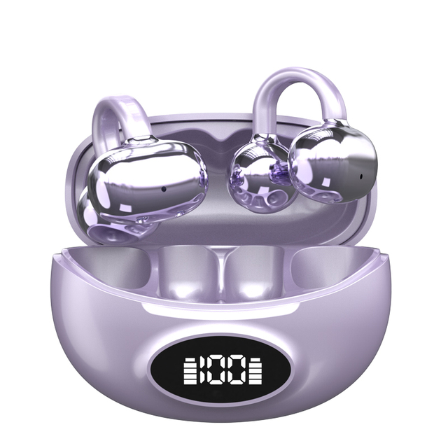 W19 Open Ear Clip on Earbuds Wireless BT 5.4 Hifi Headphones Air Conduction HD Call Noise Reduction LED Display Smart Touch