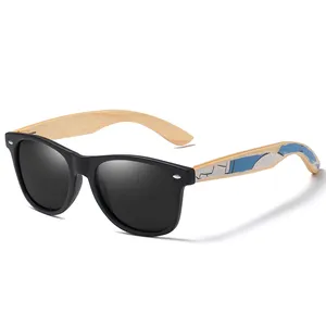 Toplu moda oval plastik çerçeve UV400 aynalı lens özel logo renk baskılı ahşap tapınak güneş gözlüğü