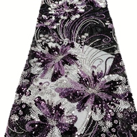Tissus en dentelle brodée de sequins floraux de luxe écologiques de haute qualité 100% polyester Marque AWIN Largeur 135-140 cm pour femmes
