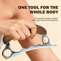 Outil de massage Gua Sha antidérapant en acier inoxydable avec manche en bambou, grattoir musculaire, outil pour tissus cicatriciels, Gua Sha corporel en bois