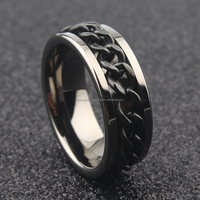 Bague Fidget Spinner en Carbure de Tungstène de 8mm pour Homme, Bague de Mariage Cool, Élégante, Tendance, Sans Stress, Anxiété, Noir