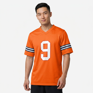 เสื้อฟุตบอลอเมริกันเยาวชนแบบกำหนดเอง ชุดทีมกีฬา แขนสั้น ระบายอากาศ แห้งเร็ว คอวี เสื้อแข่งขันประสิทธิภาพสูง - Product Image 6