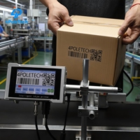 Impresora de Inyección de Tinta en Línea de Alta Velocidad 4POLETECH de 4.3 Pulgadas para la Codificación de Fechas, Logotipos, Códigos QR y Códigos de Barras en Cartones en Líneas de Producción Industriales