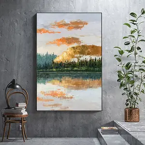 Landscape New Design Decoration Handmade painted oil painting with frame totally hand painted art