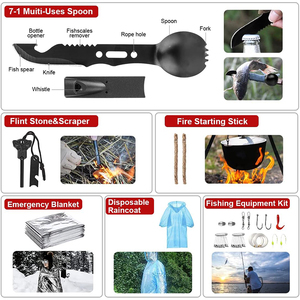 Nuevo Kit de Supervivencia y Emergencia para Exteriores, 222 Piezas, Equipo de Pesca, Caza, Camping y Primeros Auxilios - Product Image 5