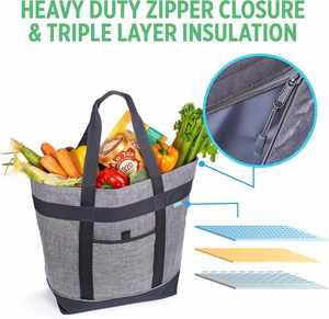 Sac isotherme pliable haut de gamme Jumbo HD avec isolation thermique, couleur anthracite, pour courses et promotions - Product Image 5