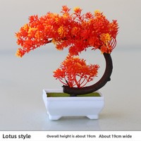 Plante artificielle en pot de lotus bonsai, décoration de bureau intérieure, centre de table en plastique de 19 cm pour tables basses