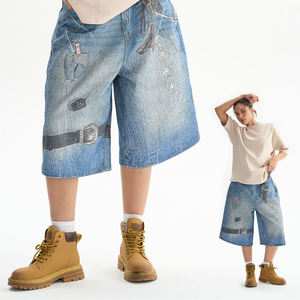 Fabricantes chinos Casual 100% algodón Streetwear Imprimir Baggy Straight Men Denim Shorts Jeans Shorts - Product Image 4