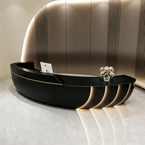 CR127 Contemporary Simple Curved Reception Desk Salon Front Desk with LED Lighting for Beauty Spa Retail Store Lobby - Product Image 6